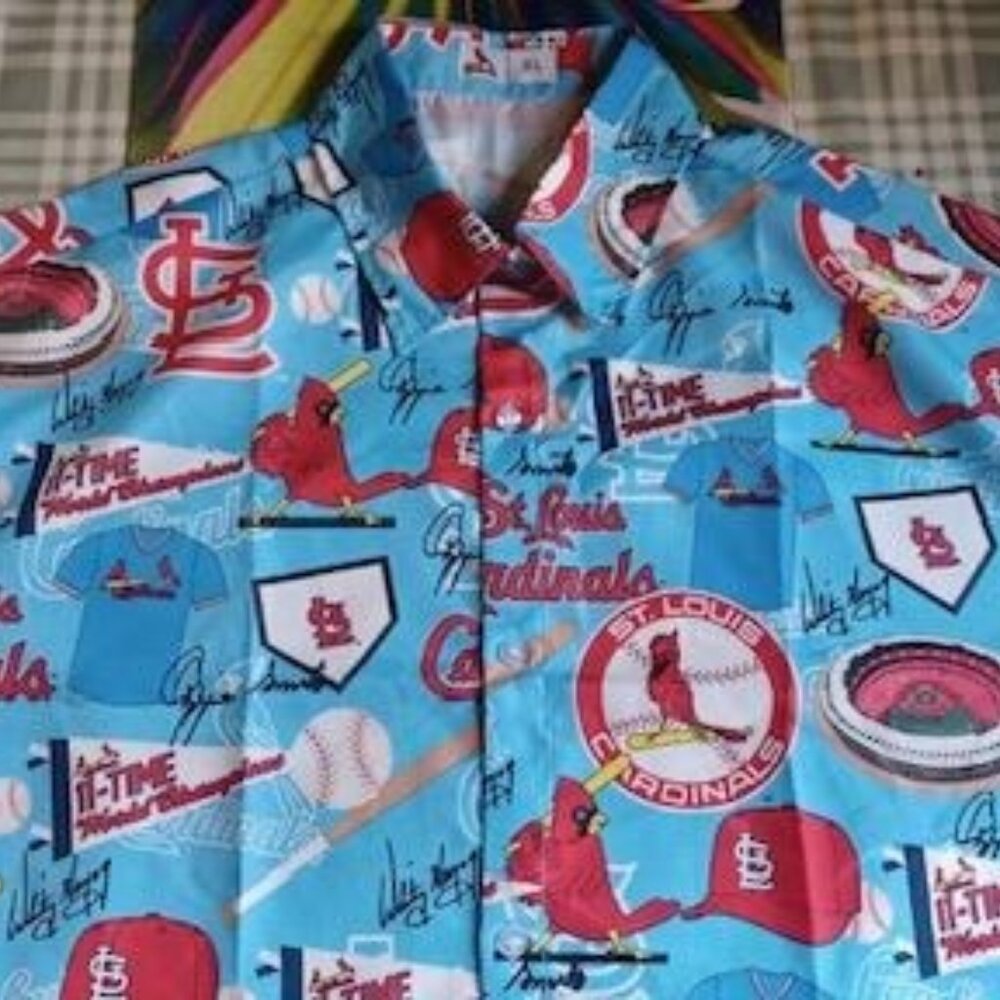 ST. LOUIS CARDINALS MENS ADULT ALL OVER PRINT SHANE COMPANY SIZE XL NWOT